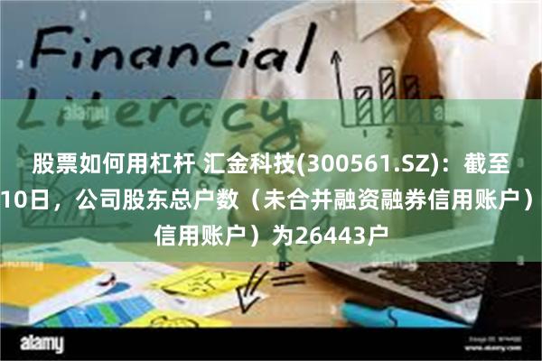 股票如何用杠杆 汇金科技(300561.SZ)：截至2024年7月10日，公司股东总户数（未合并融资融券信用账户）为26443户